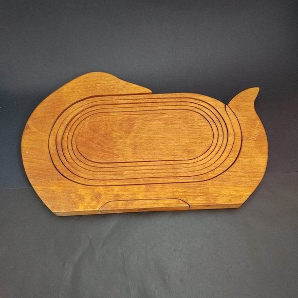 Duck Collapsible Wood Spiral Cut Basket Fruit Bowl Trivet w/ Duck Accent 14.75" - Picture 7 of 9